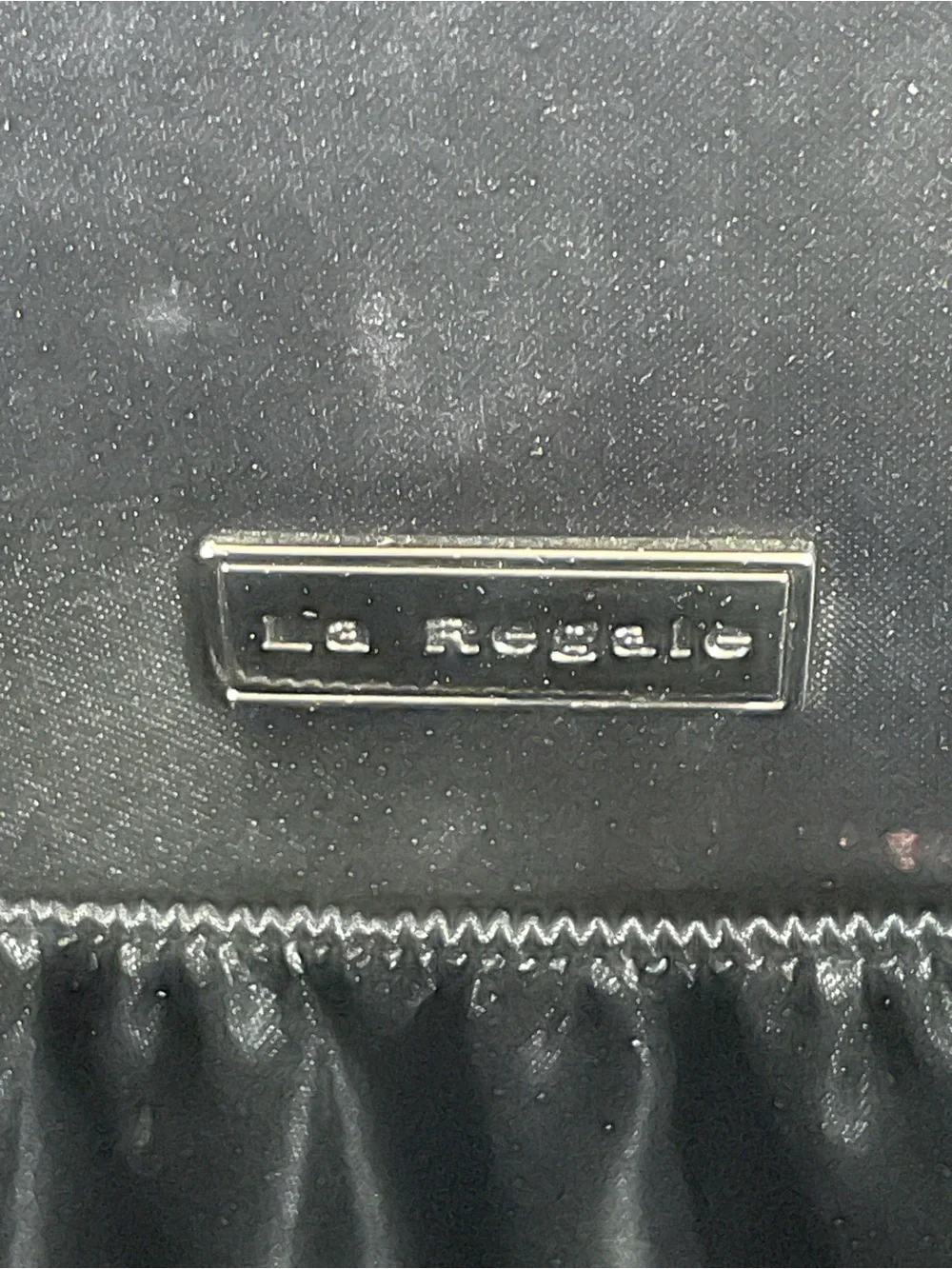 La Regale Black Satin Evening Top Handle Bag Clutch Formal Purse Vintage Handbag